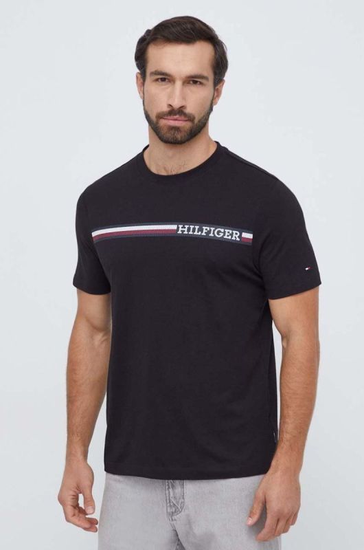 Бавовняна футболка Tommy Hilfiger чоловічий колір чорний з принтом фото 2