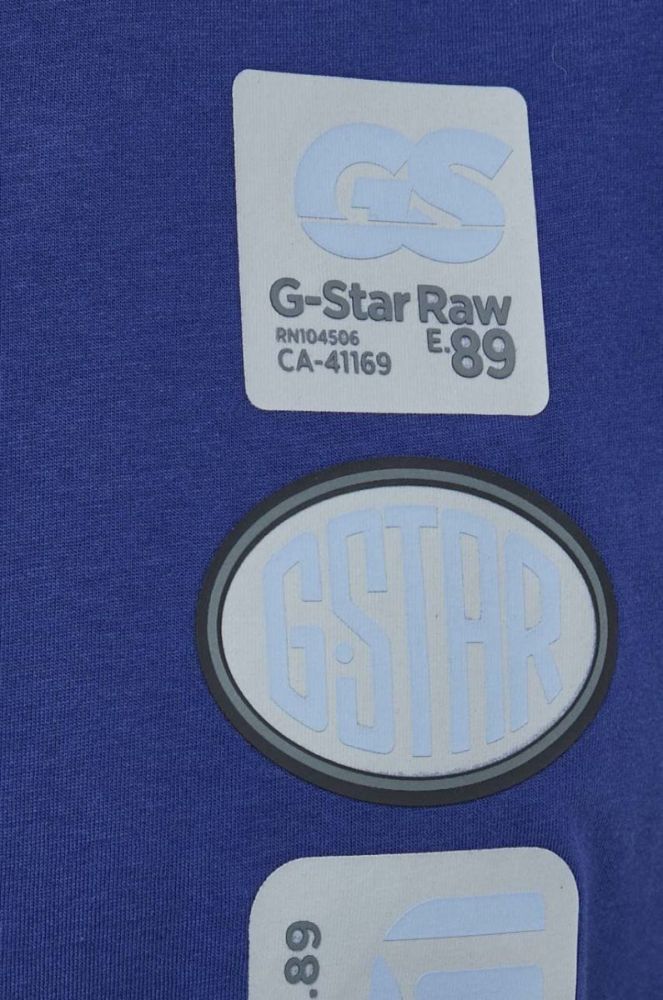 Бавовняна футболка G-Star Raw чоловічий з принтом колір блакитний (3676964) фото 5