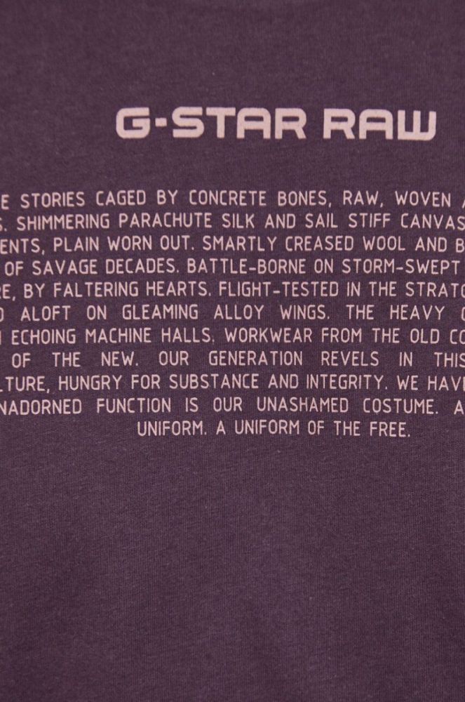 Бавовняна футболка G-Star Raw чоловічий колір фіолетовий з принтом фото 4