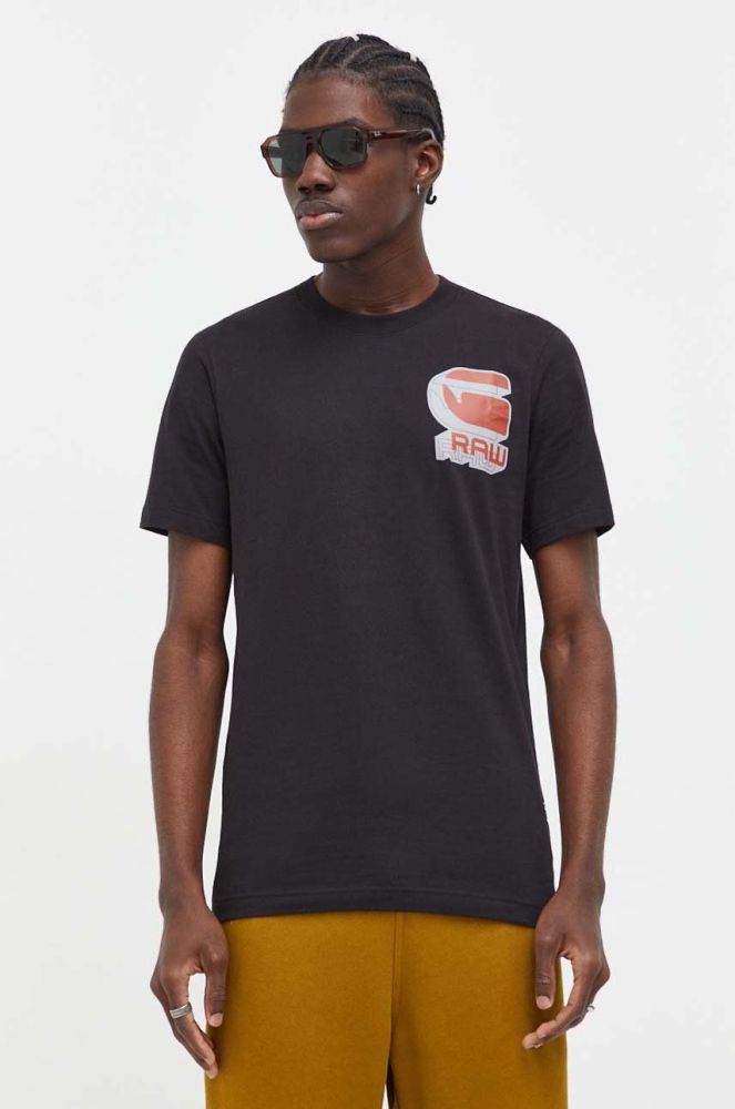 Бавовняна футболка G-Star Raw чоловічий колір чорний з принтом (3654237)