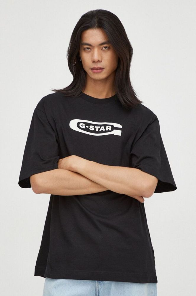 Бавовняна футболка G-Star Raw чоловічий колір чорний з принтом (3654255) фото 2