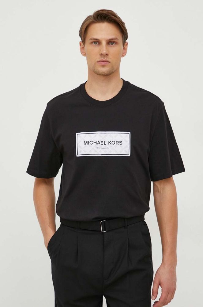 Бавовняна футболка Michael Kors чоловічий колір чорний з аплікацією (3655834)