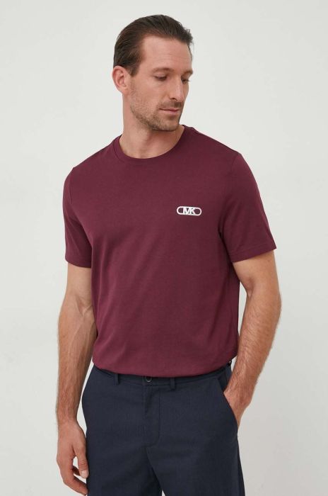 Бавовняна футболка Michael Kors чоловічий колір бордовий з аплікацією