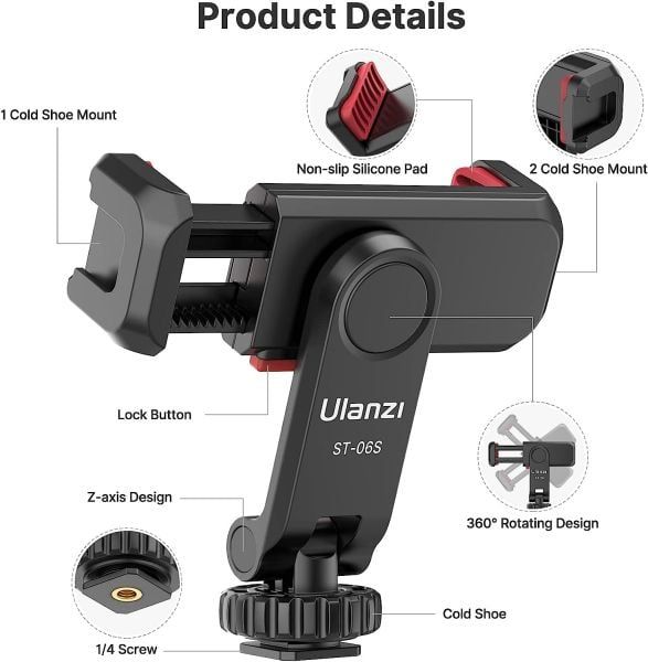 Тримач для телефону Ulanzi Vijim Plastic Cell Phone Holder Black (2575) фото 3