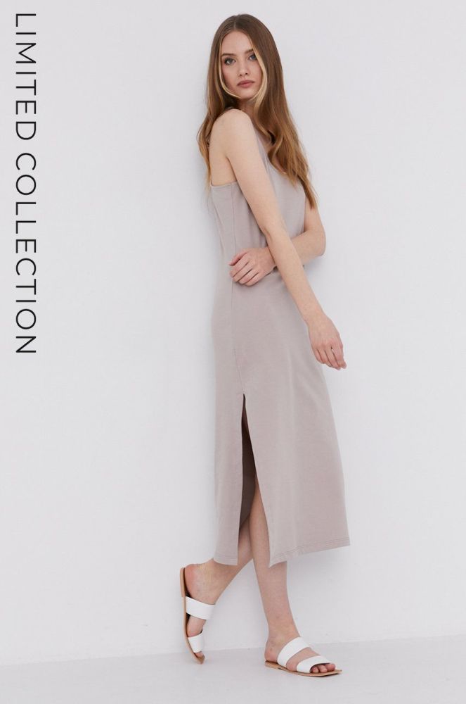 Сукня Answear Lab ECO колір бежевий midi пряма (1498429)