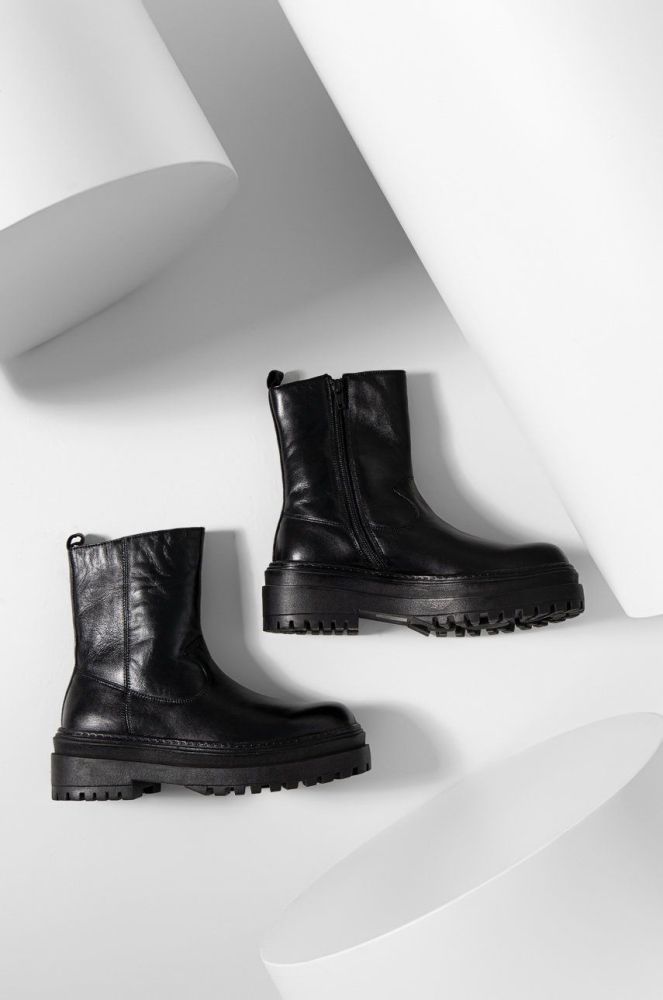 Шкіряні черевики Answear Lab жіночі колір чорний на плоскому ходу (2614801)