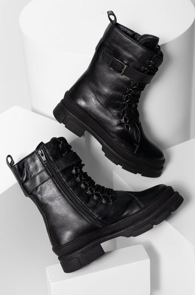 Шкіряні черевики Answear Lab жіночі колір чорний на плоскому ходу (2614819)