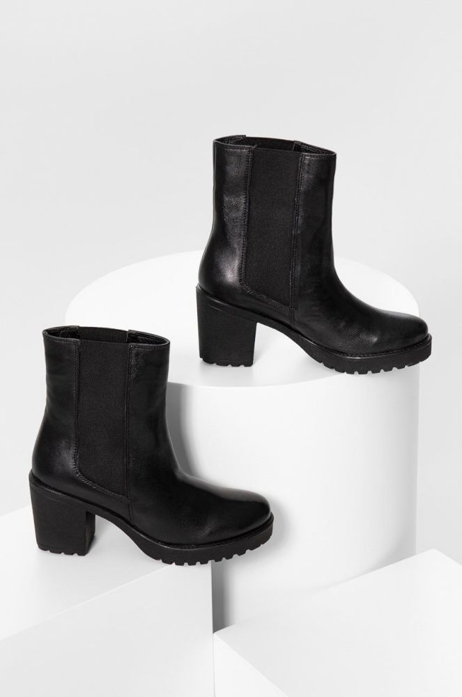 Шкіряні черевики Answear Lab жіночі колір чорний каблук блок (2614888)