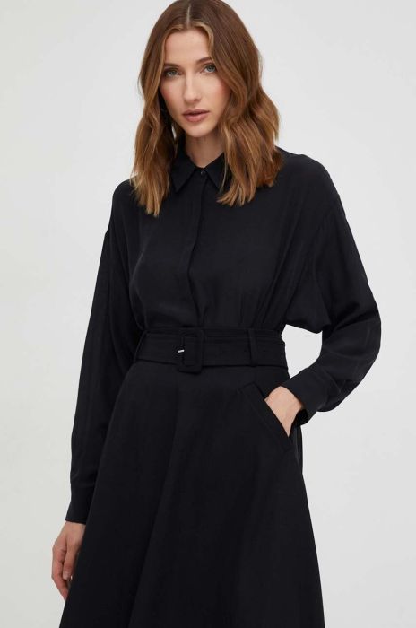 Шовкова сорочка Answear Lab колір чорний relaxed класичний комір