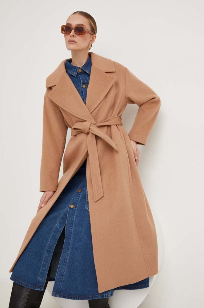 Вовняне пальто Answear Lab колір коричневий перехідний oversize (3501891)