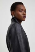 Шкіряний плащ Answear Lab X Лімітована колекція NO SHAME жіночий колір чорний перехідний без застібки