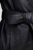 Шкіряний плащ Answear Lab X Лімітована колекція NO SHAME жіночий колір чорний перехідний без застібки