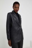 Шкіряний піджак Answear Lab X Лімітована колекція NO SHAME колір чорний однобортний однотонний