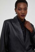 Шкіряний піджак Answear Lab X Лімітована колекція NO SHAME колір чорний однобортний однотонний
