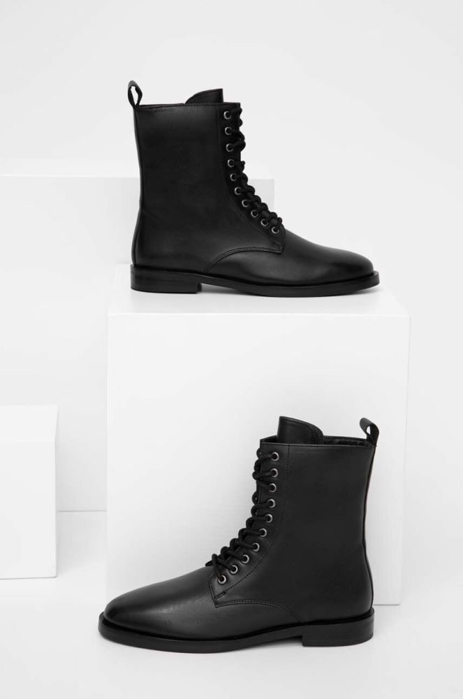 Шкіряні черевики Answear Lab жіночі колір чорний на плоскому ходу (3679809)
