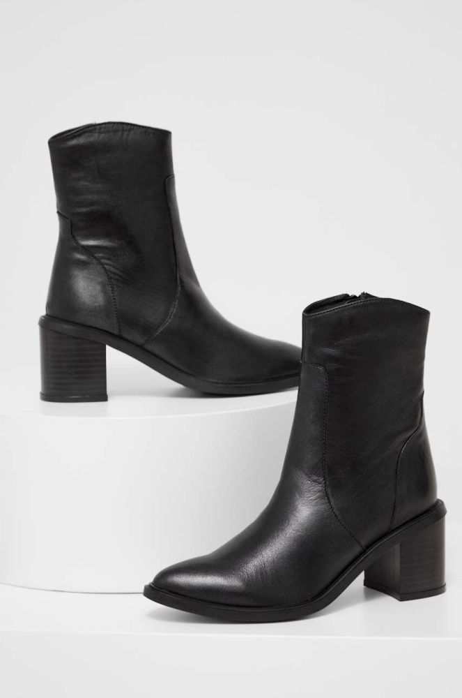 Шкіряні черевики Answear Lab X Лімітована колекція NO SHAME жіночі колір чорний каблук блок (3524996)