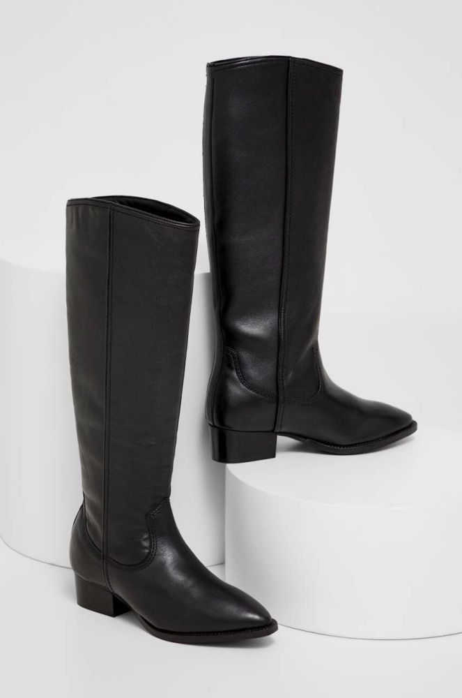 Шкіряні чоботи Answear Lab X Лімітована колекція NO SHAME жіночі колір чорний на плоскому ходу (3525078)