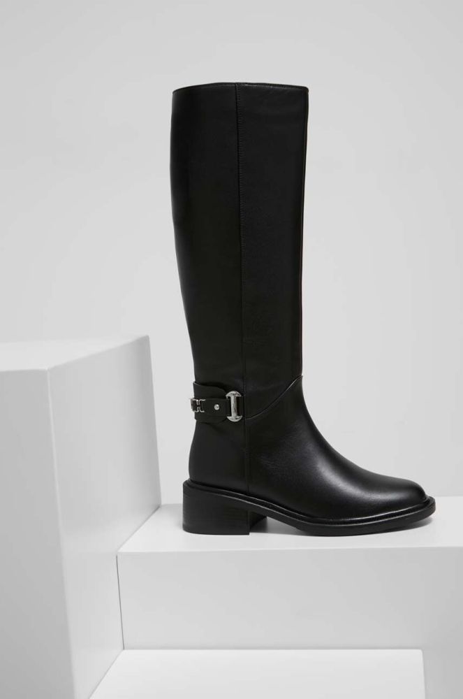 Шкіряні чоботи Answear Lab жіночі колір чорний на плоскому ходу (3560676)