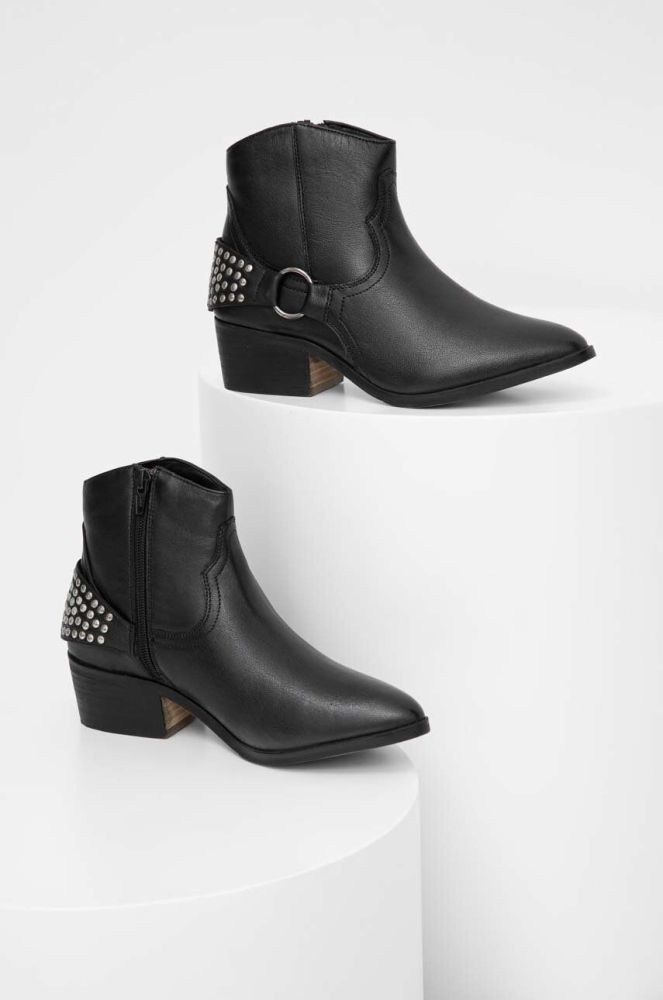 Шкіряні черевики Answear Lab жіночі колір чорний каблук блок (3679827)