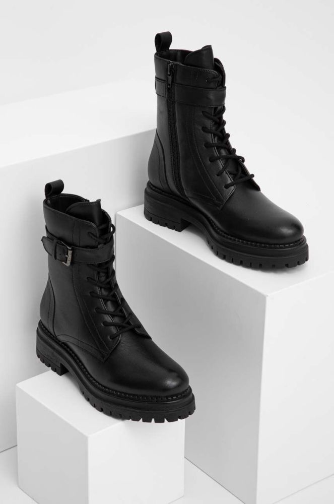 Шкіряні черевики Answear Lab жіночі колір чорний на плоскому ходу (3679833)