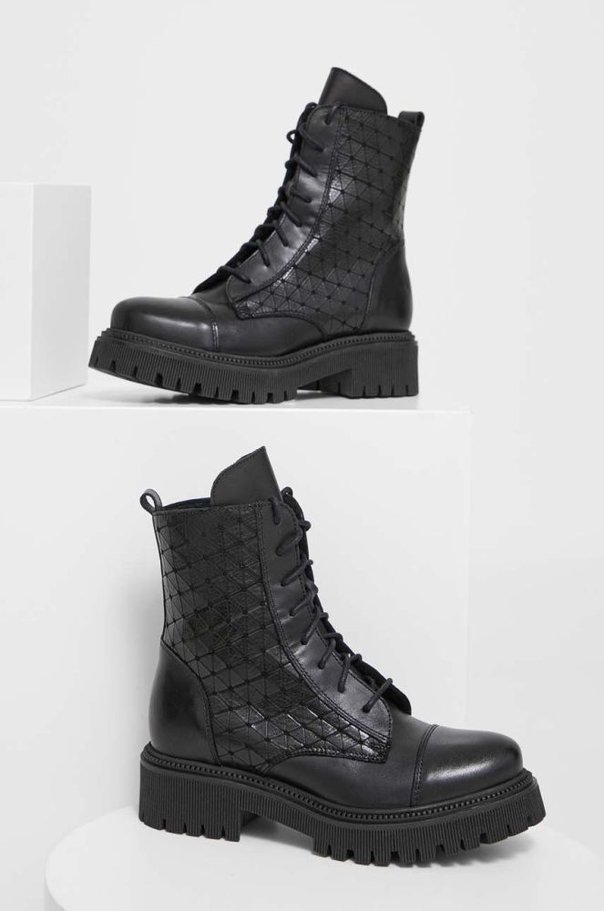 Шкіряні черевики Answear Lab жіночі колір чорний на платформі злегка утеплена (3603628)
