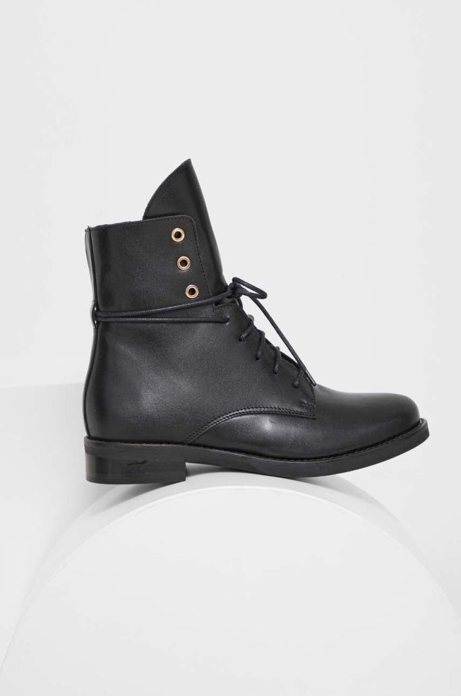 Шкіряні черевики Answear Lab жіночі колір чорний на плоскому ходу злегка утеплена (3603639)