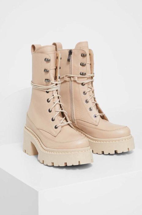 Шкіряні черевики Answear Lab жіночі колір бежевий каблук блок