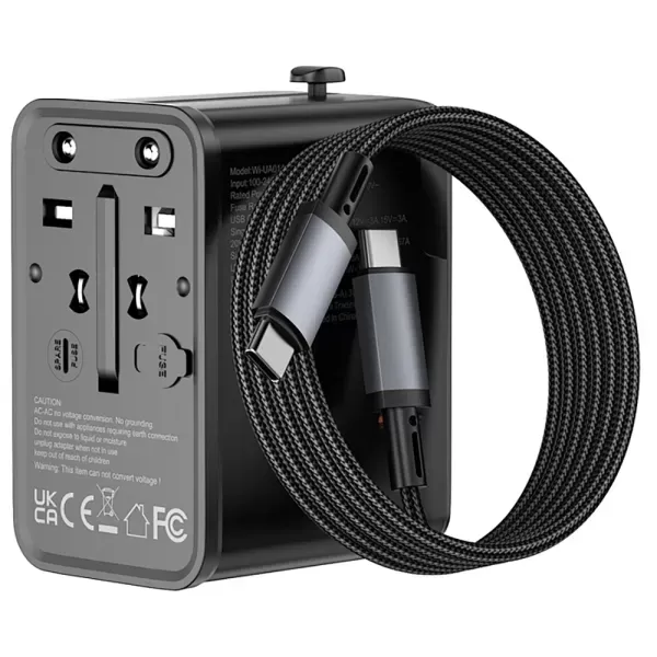 Універсальний адаптер для заряджання WIWU Wi-UA015 Universal Plug Adapter 3xUSB-C+USB 2500W+PD 75W Black фото 2