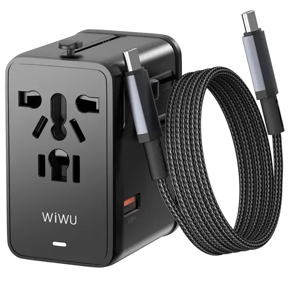 Універсальний адаптер для заряджання WIWU Wi-UA015 Universal Plug Adapter 3xUSB-C+USB 2500W+PD 75W Black фото 3