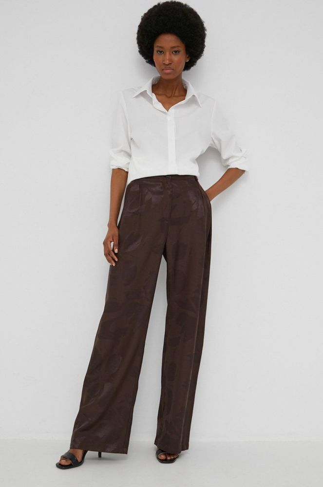 Штани Answear Lab жіночі колір коричневий пряме висока посадка (2216446)