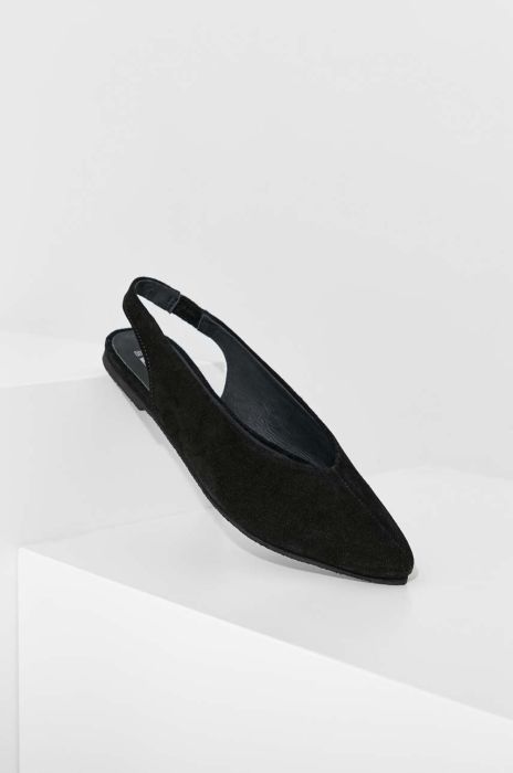 Замшеві балетки Answear Lab колір чорний відкрита п'ята