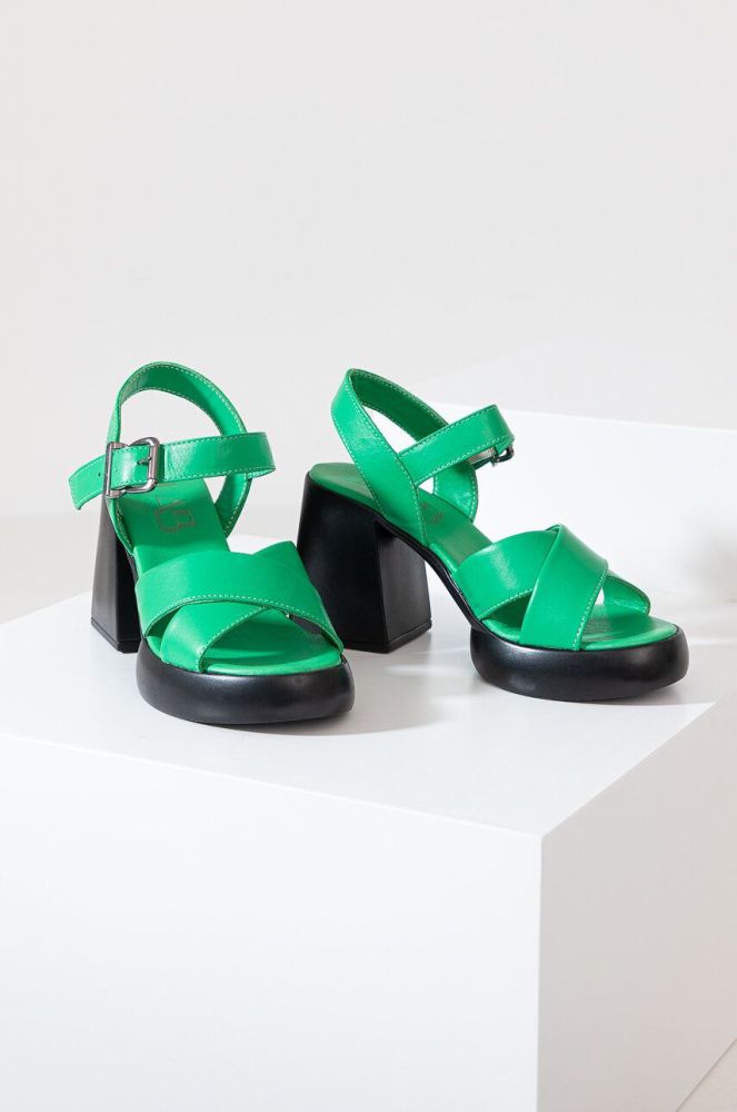 Шкіряні сандалі Answear Lab колір зелений
