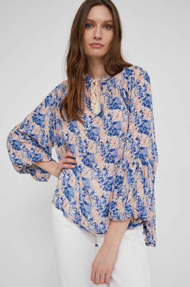 Блузка Answear Lab жіноча візерунок колір блакитний (2243866)
