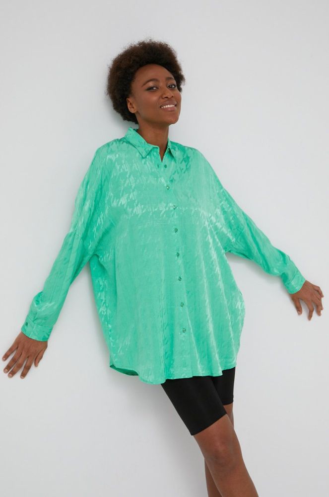 Сорочка Answear Lab жіноча колір зелений relaxed класичний комір (2135273)