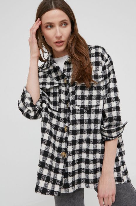 Сорочка з вовною Answear Lab жіноча колір чорний regular класичний комір