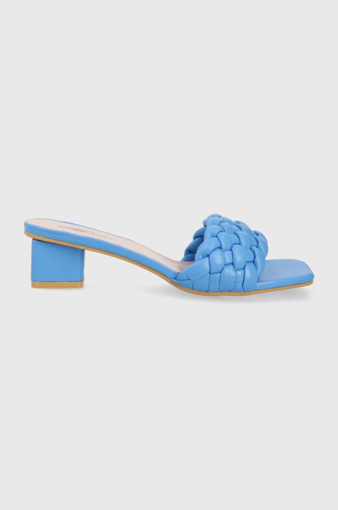 Шльопанці Answear Lab жіночі каблук блок колір блакитний