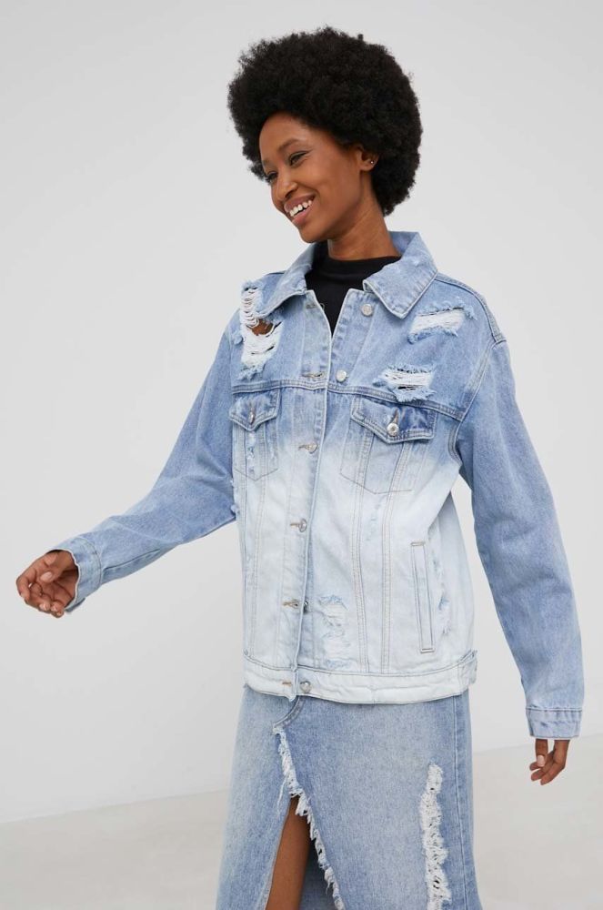 Джинсова куртка Answear Lab жіноча перехідна колір блакитний (2082032)
