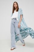Кімоно Answear Lab без застібки візерунок колір блакитний