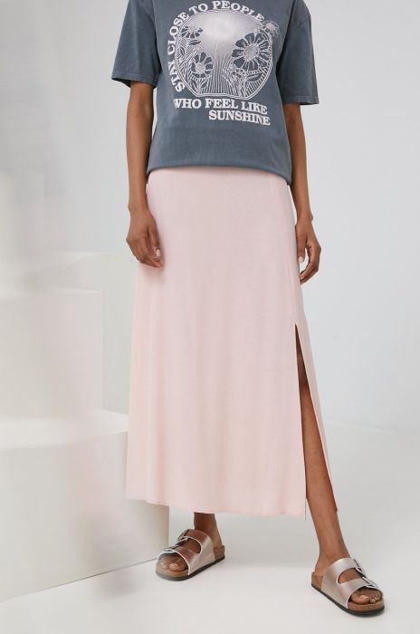 Спідниця Answear Lab колір червоний midi розкльошена Спідниця Answear Lab колір червоний midi розкльошена