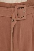 Штани з льоном Answear Lab жіночі колір коричневий пряме висока посадка