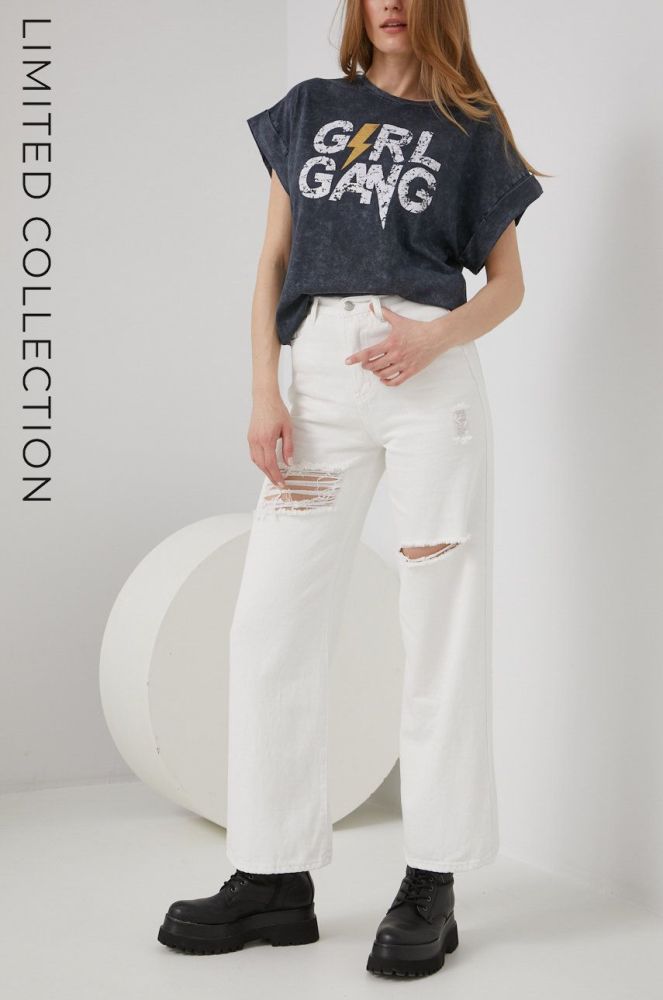 Джинси Answear Lab X Лімітована колекція BE BRAVE жіночі колір білий висока посадка