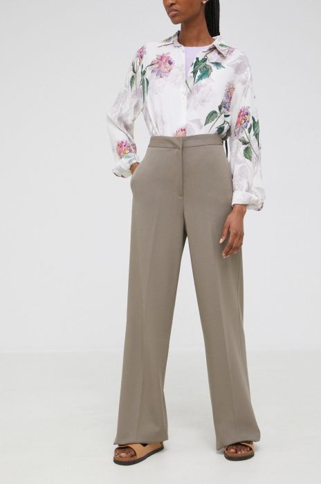 Штани Answear Lab жіночі колір бежевий пряме висока посадка (2426655)