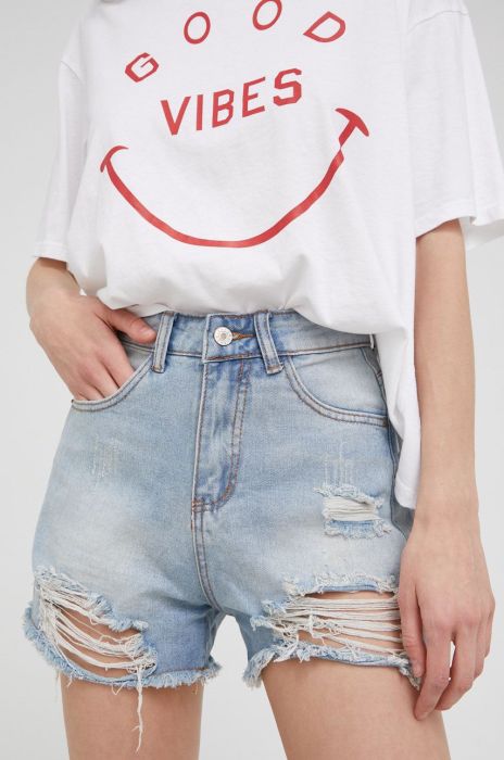 Джинсові шорти Answear Lab жіночі однотонні висока посадка колір блакитний (2308366)