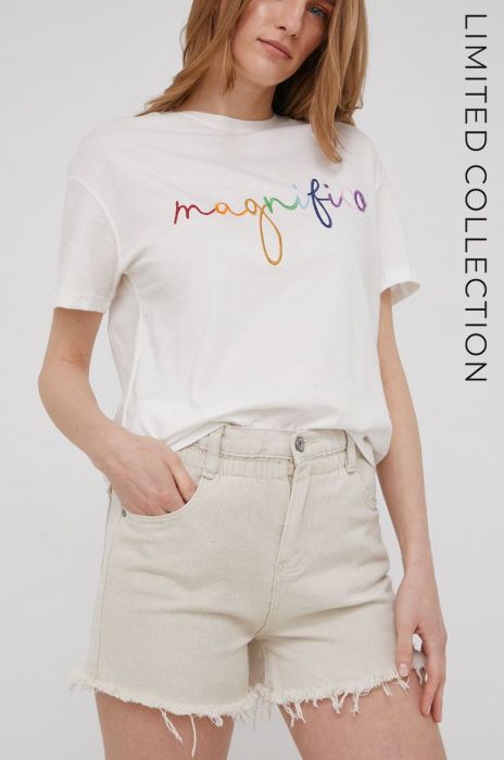 Шорти Answear Lab X Лімітована колекція BE BRAVE жіночі колір бежевий однотонні висока посадка