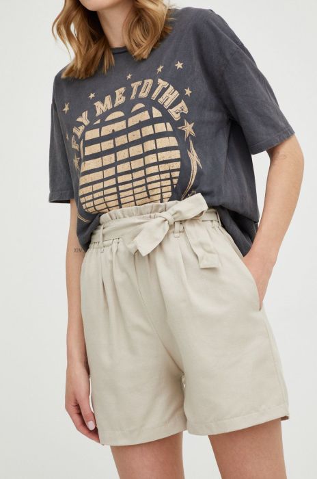 Шорти Answear Lab жіночі колір бежевий однотонні висока посадка (2462203)