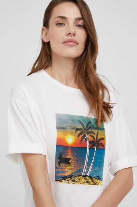 Бавовняна футболка Answear Lab колір білий (2102912)