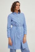 Бавовняна сорочка Answear Lab жіноча regular класичний комір колір блакитний