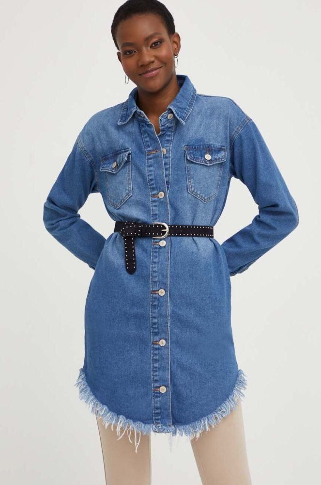 Джинсова сорочка Answear Lab жіноча relaxed класичний комір колір блакитний (3154838)