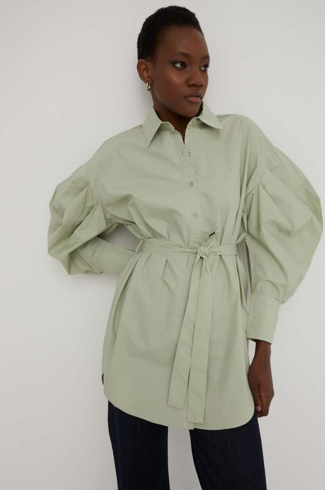 Бавовняна сорочка Answear Lab жіноча колір зелений relaxed класичний комір (3220793)