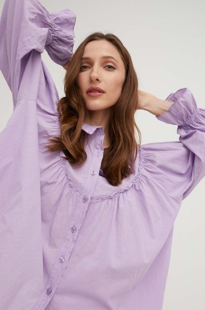 Сорочка Answear Lab жіноча колір фіолетовий relaxed зі стійкою